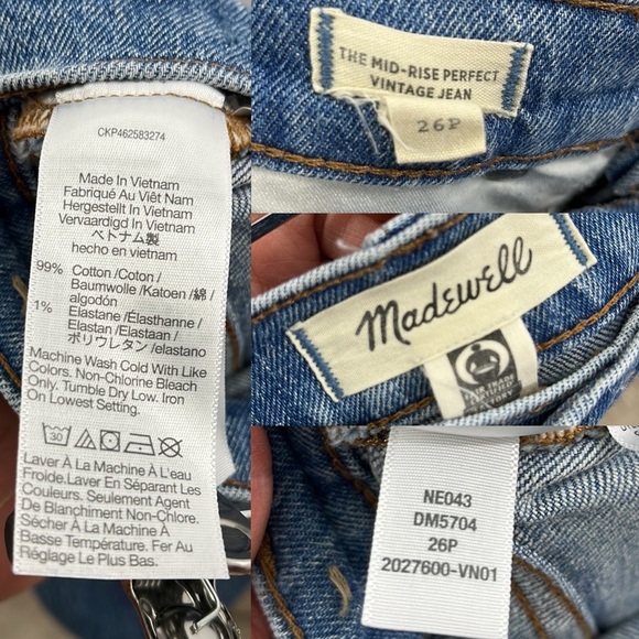 Madewell Mid-Rise Perfect Vintage Jean in Ainsdale‎ Knee-Rip Edition size 26P - Picture 6 of 9